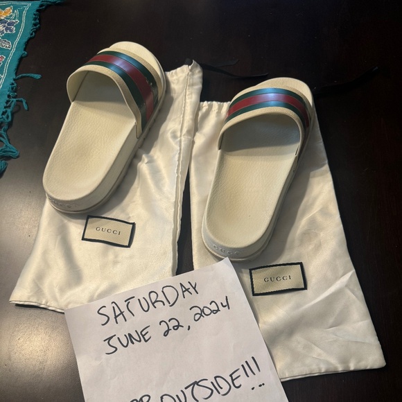 USED Gucci Web Slide Sandal | Men's Slides - Picture 1 of 10